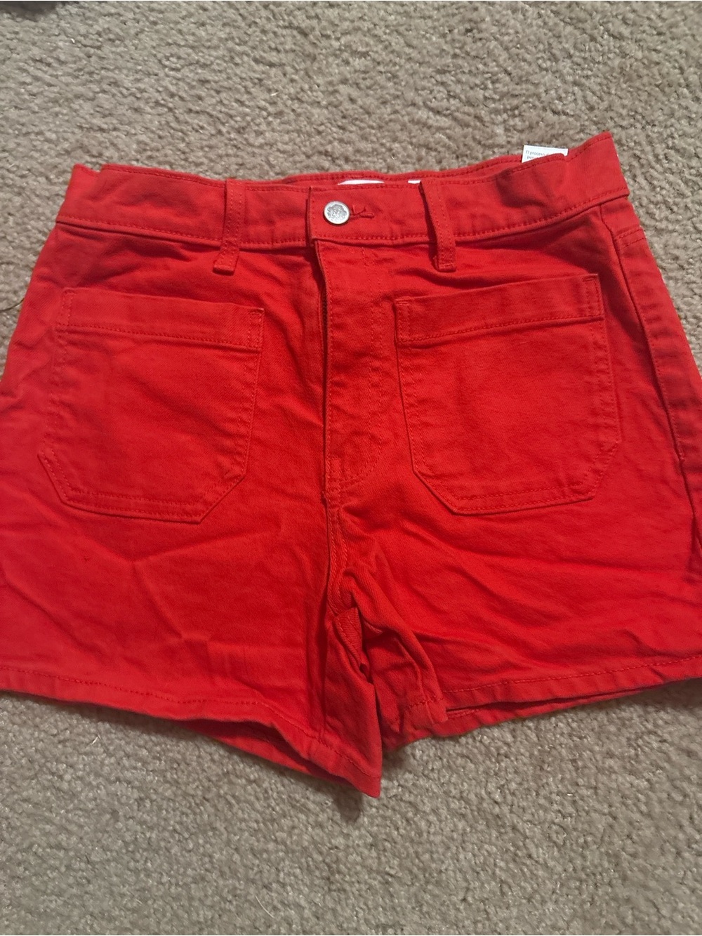Time and Tru Bright Red Front-Pocket Jean Shorts